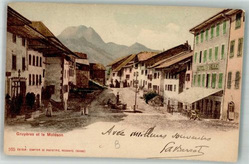 1663 Gruyères Foto AK Gasthaus Hotel Ville