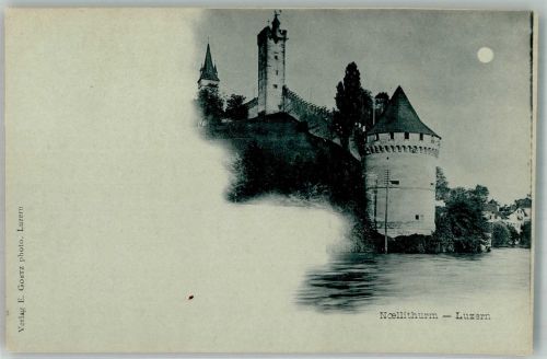 6000 Luzern Lucerne Mondschein Noelliturm