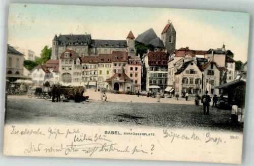 4000 Basel Bâle 1905 Foto AK Marktszene Barfüsserplatz
