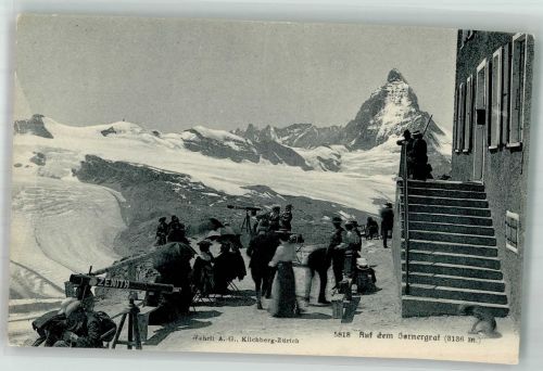 3920 Zermatt Foto AK Aussichtplattform Fernrohr Gornergrat Matterhorn
