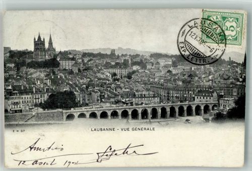 1000 Lausanne Losanna 1905 Foto AK Marke bidlseitig