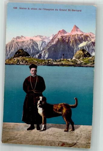 Hospiz Großer Sankt Bernhard Pass Foto AK Bernhardiner Priester