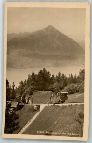 3800 Interlaken 1925 Foto AK Bergbahn Standseilbahn Beatenbergbahn Niesen