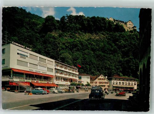 9490 Vaduz 1964 Foto AK Auto Geschäft Commersz Haus Schloss