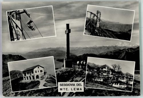 6986 Miglieglia 1959 Foto AK Seilbahn Denkmal Kreuz Hotel Seggiovia del Monte Lema