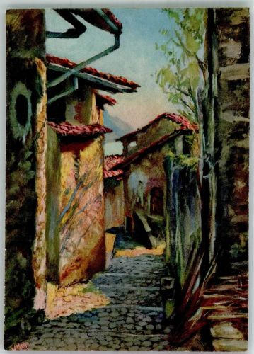 6978 Gandria Künstlerkarte Lago di Lugano Gasse