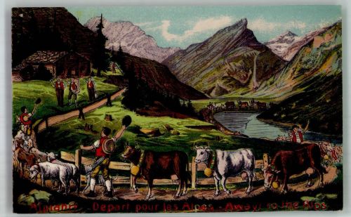 Almabtrieb Kühe Schafe Ziegen Edition Guggenheim & Co. 13820 Tracht Schweiz Prägedruck