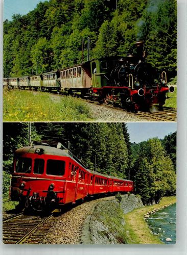 8135 Sihlwald Foto AK Dampflokomotive Nr. 5 und neuer Pendelzug der Sihltalbahn Fotograf Baumann
