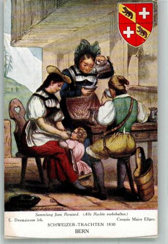 sign. Desmaisons E. Schweizer Trachten 1830 Bern Tracht Schweiz Künstlerkarte