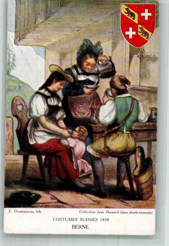 sign. Desmaisons E. Schweizer Trachten 1830 Bern Tracht Schweiz Künstlerkarte