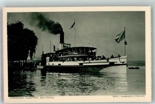 Zürich Raddampfer Helvetia auf dem Zürichsee Fotograf Gaberell Binnenschiff Foto AK