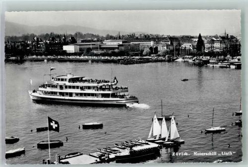 Zürich Motorschiff Linth auf dem Zürichsee Photoglob-Wehrli 6948 Binnenschiff Foto AK