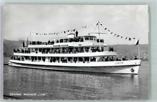 Zürich Motorschiff Linth auf dem Zürichsee Photoglob-Wehrli 9335 Binnenschiff Foto AK