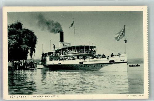 Zürich Raddampfer Helvetia auf dem Zürichsee Fotograf Gaberell Binnenschiff Foto AK
