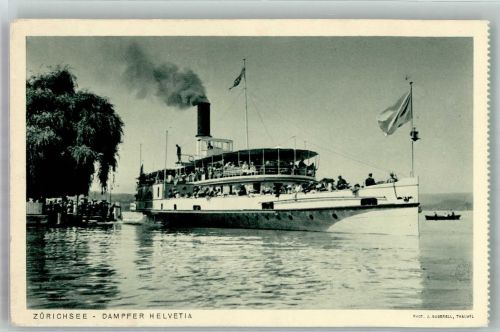 Zürich Raddampfer Helvetia auf dem Zürichsee Fotograf Gaberell Binnenschiff Foto AK