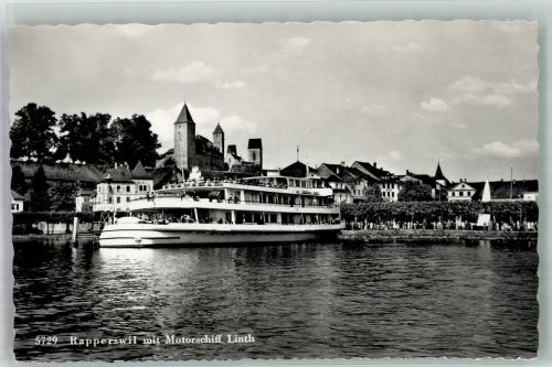 Rapperswil Jona Motorschiff Linth am Anleger auf dem Zürichsee Binnenschiff Foto AK