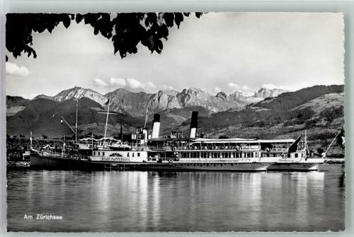 Raddampfer Stadt Rapperswil auf dem Zürichsee Verlag Photoglob-Wehrli 6331 Binnenschiff Foto AK