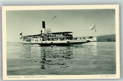 Raddampfer Helvetia auf dem Zürichsee Binnenschiff Foto AK