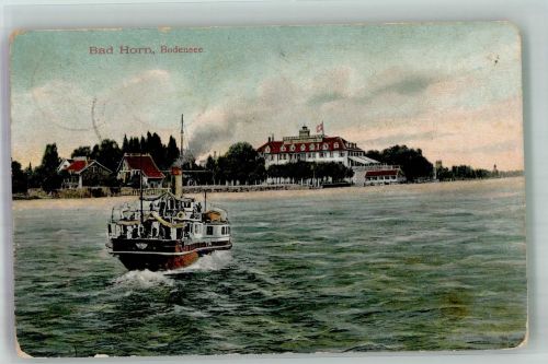 9326 Horn 1910 Foto AK Bodensee Hotel Dampfer
