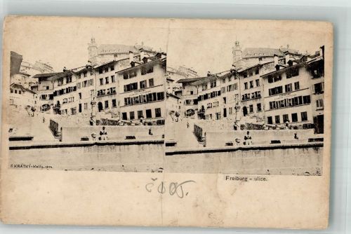 1700 Fribourg Freiburg Gebrauchsspuren Stereo-AK