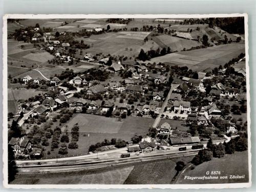 3532 Zäziwil 1945 Foto AK Fliegeraufnahme Bahnhof Bahnpost