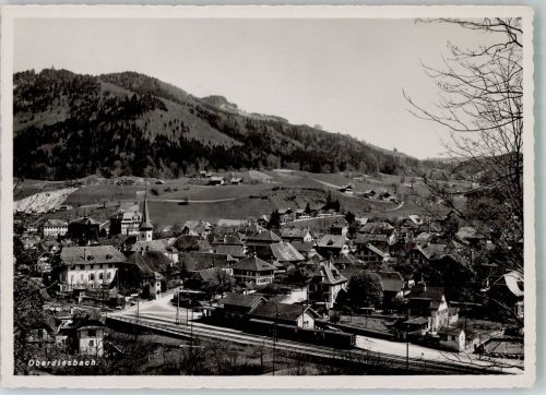 3672 Oberdiessbach 1950 Foto AK Bahnhof Eisenbahn