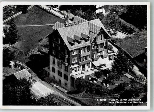 3823 Wengen 1945 Foto AK Fliegeraufnahme Hotel Alpenruhe