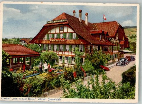 3532 Zäziwil Foto AK Auto Gasthaus zum weissen Rössli