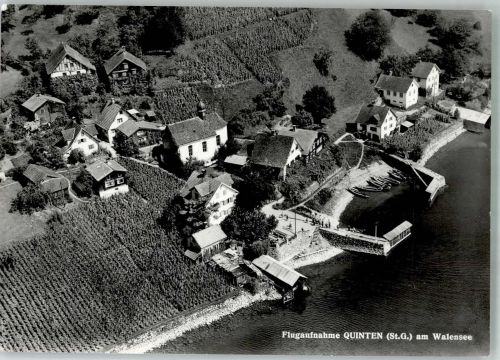 8878 Quinten Foto AK Fliegeraufnahme Gasthaus Schifflände Walensee