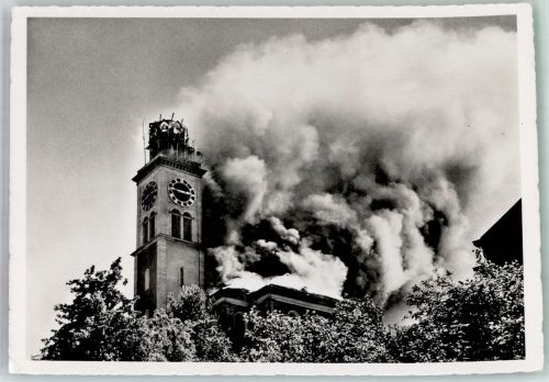 8800 Thalwil Foto AK Prot. Kirche Brand 1943