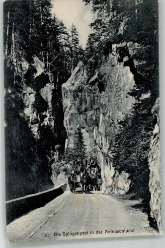 Splügen Postkutsche Splügenpost Rofnaschlucht Postkutsche Schweiz Foto AK