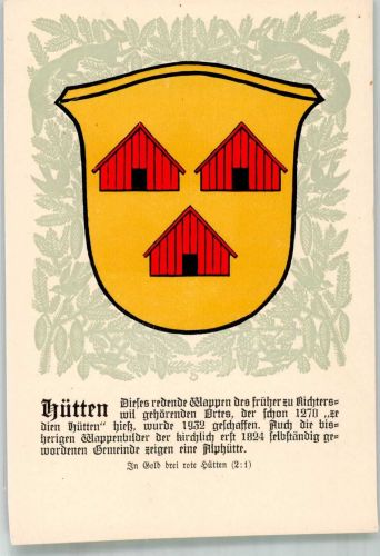 8825 Hütten Lithographie Wappen