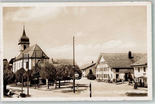 2362 Montfaucon 1945 Foto AK Hinweis Tankstelle Esso Kirche