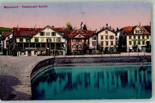 8708 Männedorf 1925 Foto AK Schiffspost Gasthaus Schiffli
