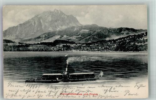 Raddampfer a.d. Vierwaldstättersee m. Pilatus Binnenschiff 1905