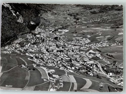 2740 Moutier 1956 Foto AK Fliegeraufnahme