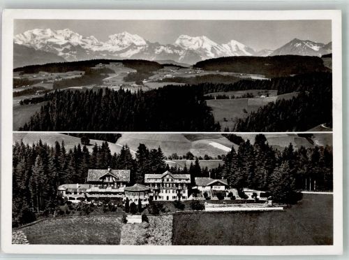 3543 Emmenmatt 1945 Foto AK Hotel Kurhaus Moosegg Blick auf die Alpen