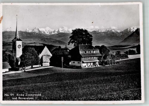 3086 Zimmerwald Foto AK Kirche Berneralpen