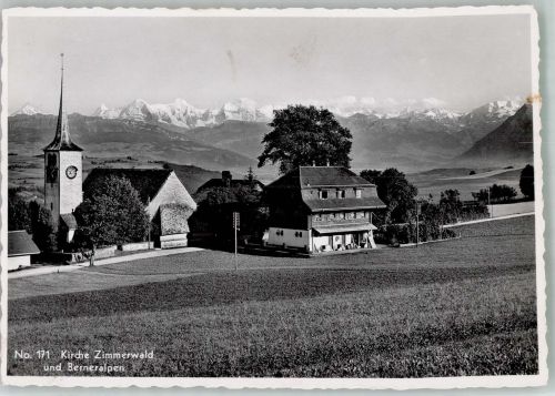 3086 Zimmerwald Foto AK Kirche Berneralpen