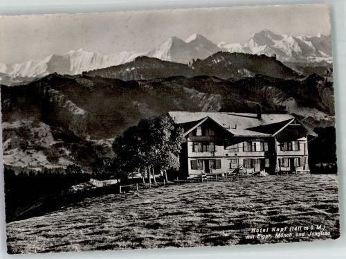 6133 Hergiswil b. Willisau 1943 Foto AK Hotel Napf mit Eiger Mönch und Jungfrau