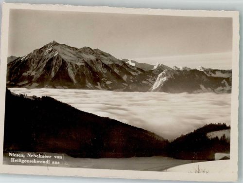 Niesen 1939 Foto AK Nebelmeer von Heiligenschwendi aus