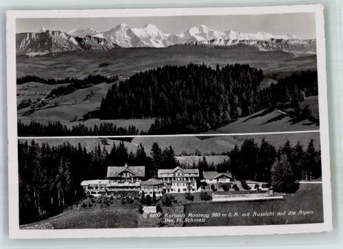 3543 Emmenmatt Foto AK Hotel Kurhaus Moosegg Aussicht auf die Alpen