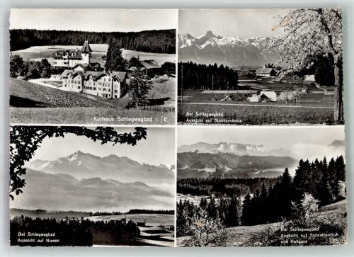 3673 Schlegwegbad 1961 Foto AK Hotel Kurhaus Schlegwaldbad Stockhornkette