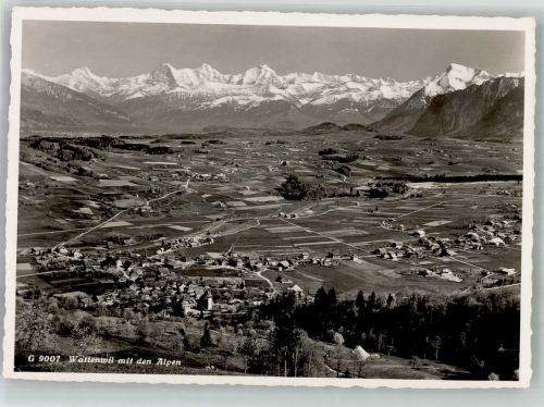 3665 Wattenwil Foto AK Blick auf Alpen
