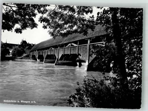 3380 Wangen an der Aare 1957 Foto AK Holzbrücke
