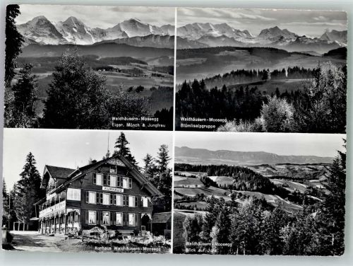 3543 Emmenmatt 1962 Foto AK Hotel Kurhaus Waldhäusern Moosegg Eiger Mönch Jungfrau Blümlisalp