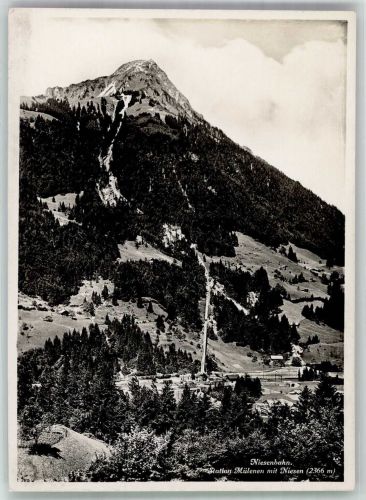 3711 Mülenen Foto AK Bergbahn Niesenbahn Bahnhof