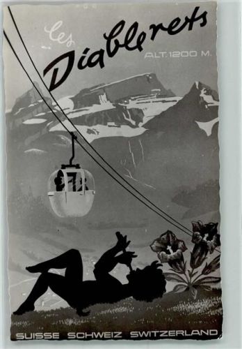 Les Diablerets Diablerets Seilbahn Frau Blumen Flöte