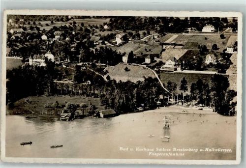 Hallwil Fliegeraufnahme Bad Kurhaus Schloss Brestenberg Hallwillersee Schiff Boot Ruderboot