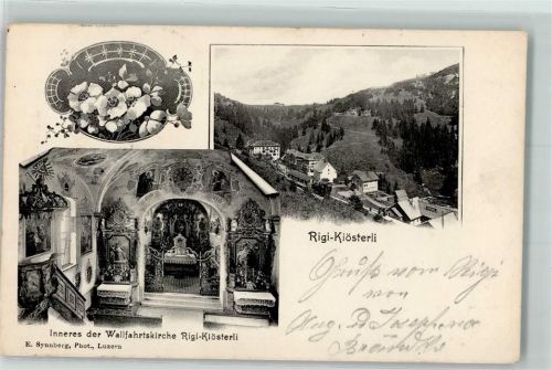 6410 Rigi Klösterli 1907 - Inneres Wallfahrtskirche Blumen Uhr Altar